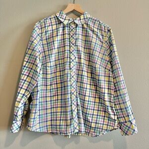 Talbots Button Up Shirt Long Sleeve Plaid Cotton 2X
